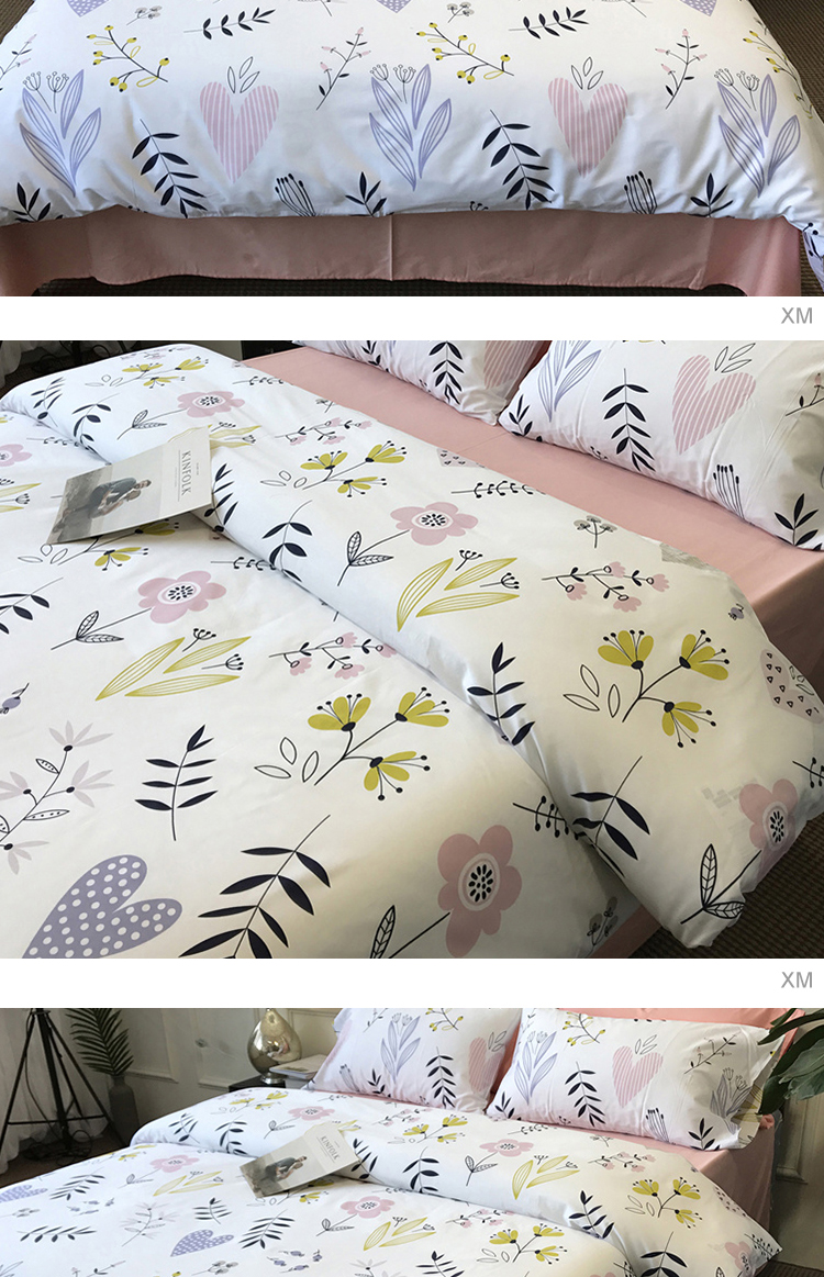 Bắc âu ins net giường màu đỏ bốn bộ cotton vườn gió cotton 1.8 m sheets quilt xương rồng 1.5 bộ đồ giường