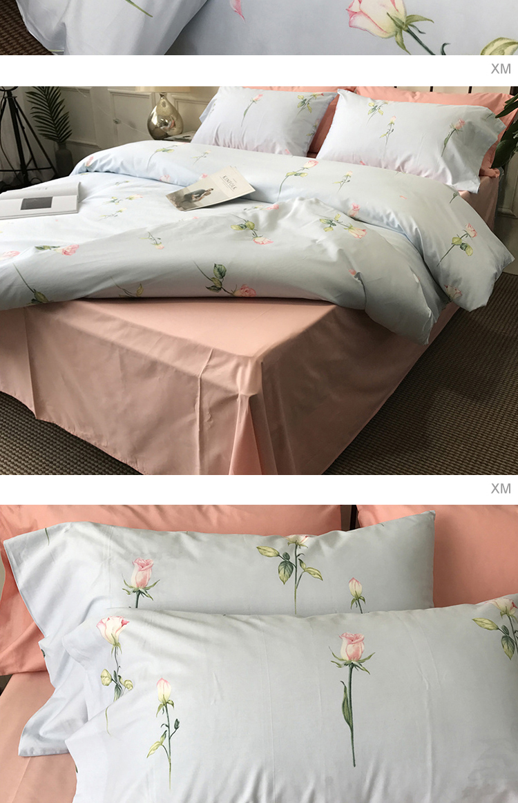 Bắc âu ins net giường màu đỏ bốn bộ cotton vườn gió cotton 1.8 m sheets quilt xương rồng 1.5 bộ đồ giường