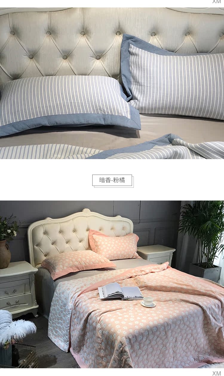 Khăn trải giường cotton châu Âu một mảnh sọc phong cách châu Âu và Mỹ được nhồi bông bởi bông mùa hè dày tấm đôi bộ drap giường giá rẻ