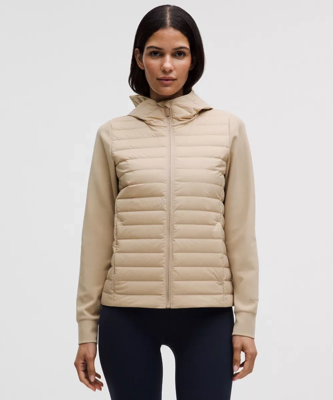 Special Offer Lululemon down and Around Women's Slim-Fit Hooded down Jacket in Playful Khaki