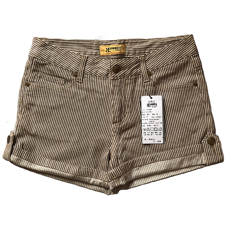 Denim Shorts Women's Summer Card Its Coffee Color Retro Easy 100 hitch casual fashion Slim Waist Curl-Taobao