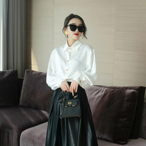 Early spring small white shirt women's 2022 new Korean slim Joker shirt solid color long sleeve loose coat tide