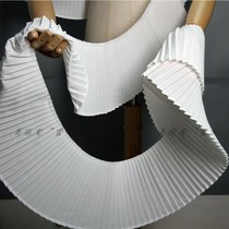 100 Robe blanche Pleated organ Hem Lengthened Solid Decorated Coat Cuff Neckline Lotus Leaf Side Heavy Work Wave Fold