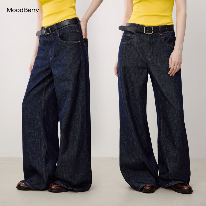 Moodberry American Retro Simple Original Color Straight Jeans for Women Summer Mid-Low Waist Casual Versatile Pants Moodberry American Retro Simple Original Color Straight Jeans for Women Summer Mid-Low Waist Casual Versatile Pants