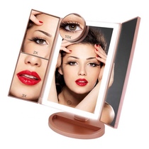LED make-up mirror with lamp large number three fold desktop table lamp mirror folding dresser square magnifier usb plug-in electric