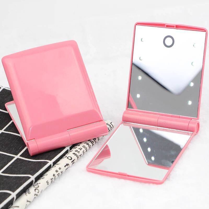 LED makeup mirror girls makeup beauty led mirror 8 lamp bead mirror folding mirror portable light mirror small mirror