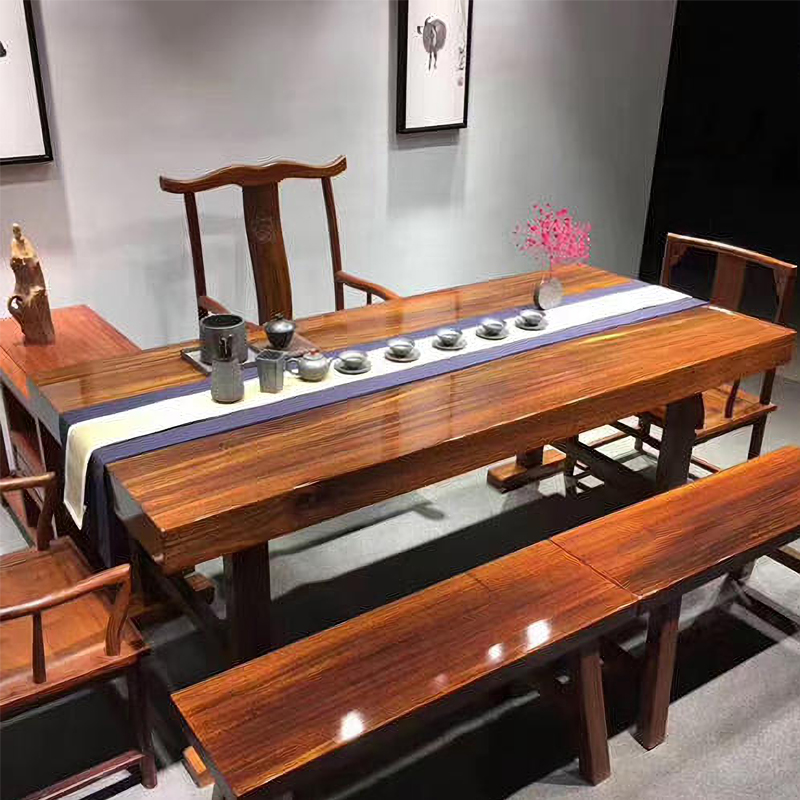 Large Board Tea Table Okan Solid Wood Log Walnuts Wood Minimalist Dining Table Full Board Black Sandalwood Tea Desk And Calligraphy And Painting Desk Board