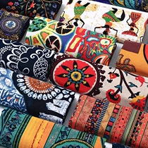 Ethnic customs red blue striped Lijiang cotton hemp cloth art table cloth table cloth tea table curtains Bohemian fabric