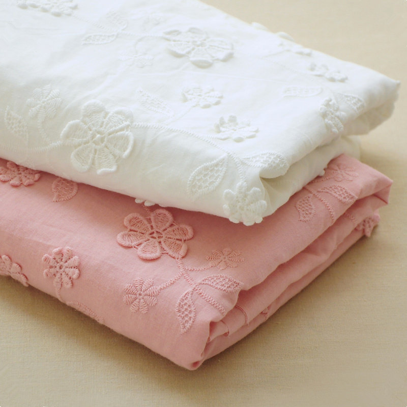Summer New Combi Combi Pure Cotton Ti Florb Three-dimensional Embroidered Cloth Flowers Lace Fabric Doll Clothes Skirt Fabric