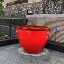 Jingdezhen ceramic fish tank lotus water lily tank fish bowl large extra large Chinese outdoor courtyard red calligraphy and painting tank