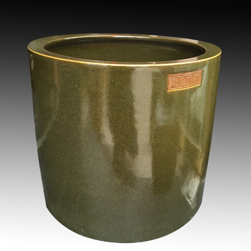 Ceramic cylinder painting and calligraphy cylinder scroll cylinder study ceramic fish tank large water tank lotus cylinder tea end glaze diameter 56 cm