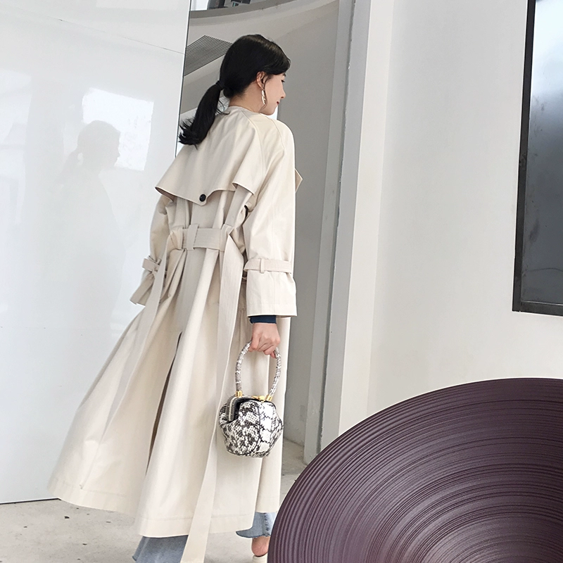 MSWU / AW đi dạo với áo gió thắt lưng váy gió tính khí Hàn Quốc áo khoác gió dài trung thu Hàn Quốc quần áo phụ nữ - Trench Coat