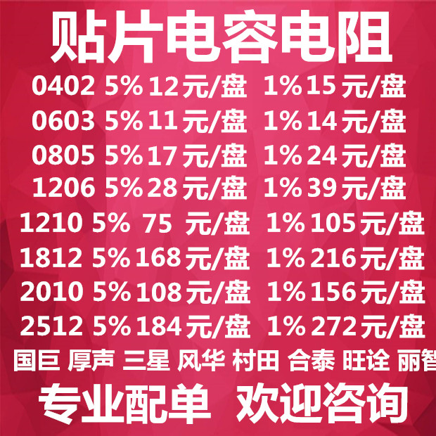 Patch resistive 0402 0402 0603 0603 1206 1206 1210 1812 2512 5% 1% thick