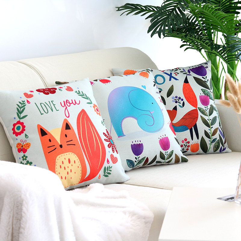 Cartoon Cotton Hemp Holding Pillow Back Cushion Living-room Sofa Backrest Cushion Nordic Car Holding Pillow Waist Close To Holding Pillow Cover Without Core