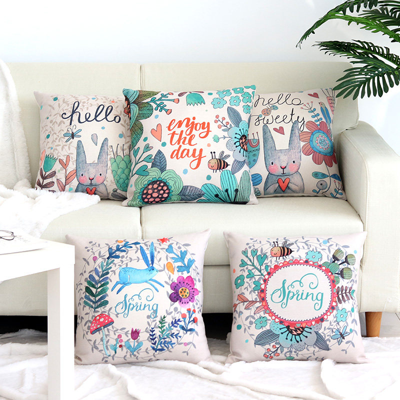 Nordic Cotton Hemp Cushions Office Waist Pillow Living-room Sofa Hug Cushion Padded Waist Back Cushions Headboard Big Backrest with Core