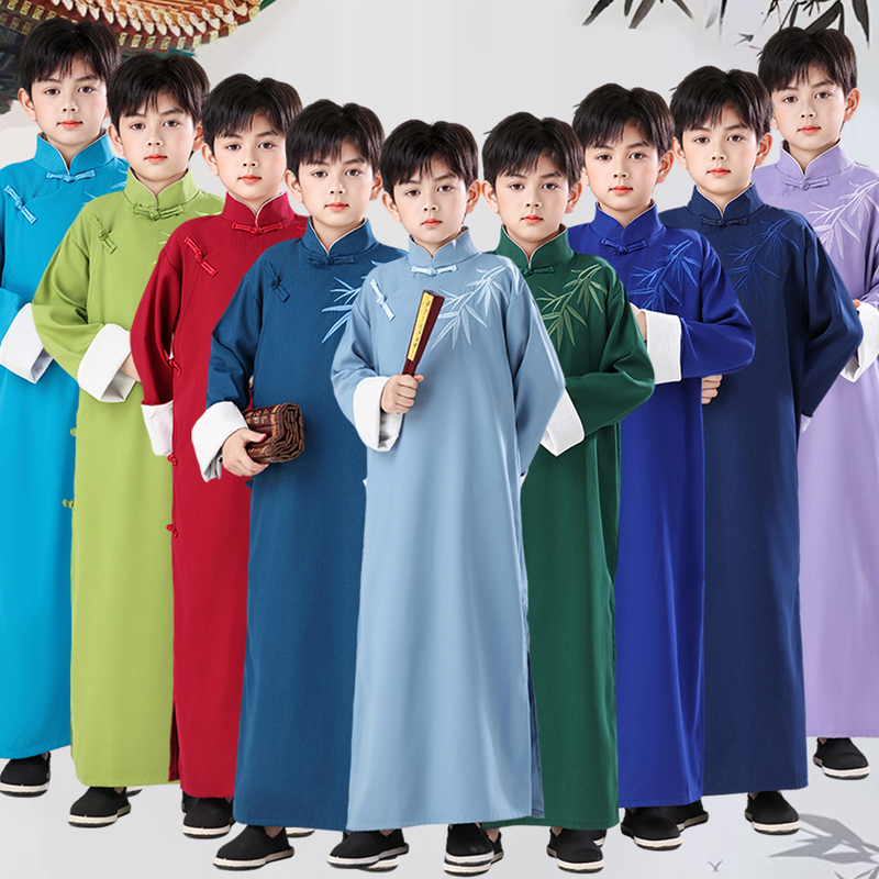 Children's Performance Clothing: Chinese-Style Long Robes for Boys and Girls, Storytelling Robes, Republic of China Long Shirts, Long Robes, Formal Wear, Embroidered Summer Robes Children's Performance Clothing: Chinese-Style Long Robes for Boys and Girls, Storytelling Robes, Republic of China Long Shirts, Long Robes, Formal Wear, Embroidered Summer Robes