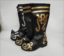 Tibetan performance leather boots Xinjiang Uighur minority riding boots mens and womens stage performance Mongolian dance boots with zippers