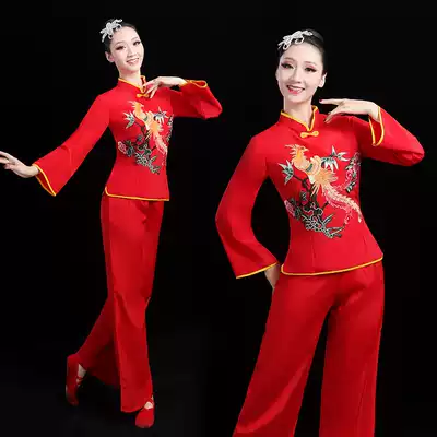 Yangko costume costume female autumn and winter yangko dance costume middle-aged and old square dance uniform ethnic style suit waist drum costume
