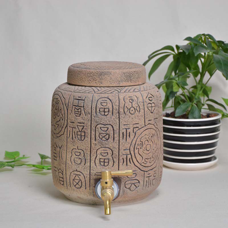 New product promotion, purple sand water tank, rough pottery with faucet, glazed wine tank, ceramic small water tank, household type