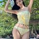 ເດັກຍິງຮ້ອນໃຫມ່ສີເຫຼືອງ floral swimsuit split tube top whitening and slimming bikini hot spring seaside resort swimsuit for women