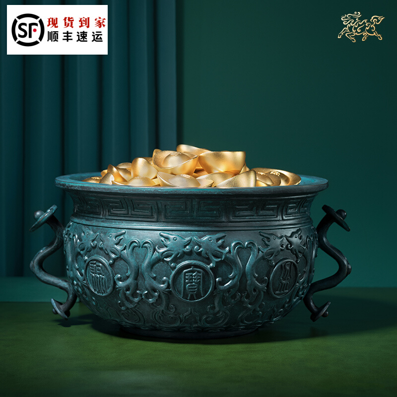 Copper Master Full Total Copper Pendulum Piece Polypo Basin Feng Shui Crafts Gift Pendulum Decoration Deposit Money Cylinder Deposit money Merchandize Residence Decorative large number