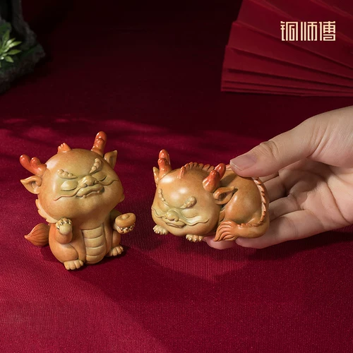 铜师傅 Медные украшения «Благоприятный Руйи Дракон» Год Дракона Зодиака Настольные украшения для гостиной, ТВ-шкафа, украшения