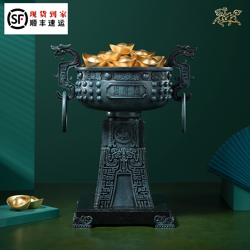 Copper Master's total copper polyppot basin One of the pendulum pieces Home Feng Shui Furnishing Decorations Incense Stove Tripod Crafts Gifts Swing Accessories Big