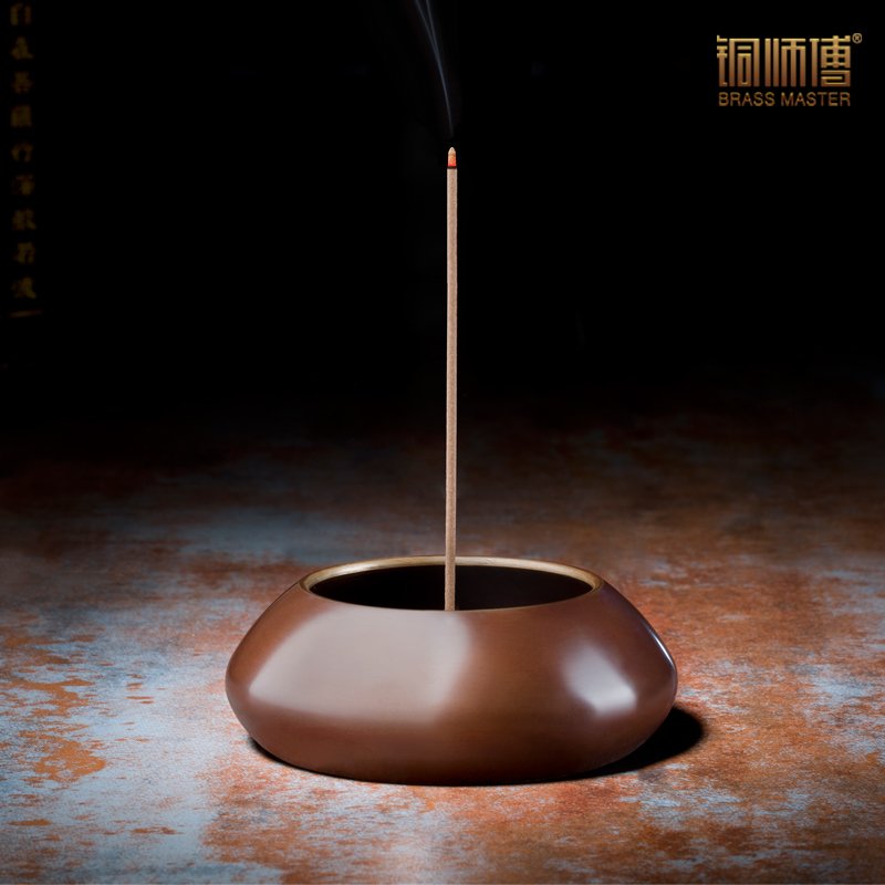 Copper Master Full Copper Incense Stove Round Simple Furnace Full Copper Handmade Stove Chamberline Rings Incense Stove Small Number Home Desktop