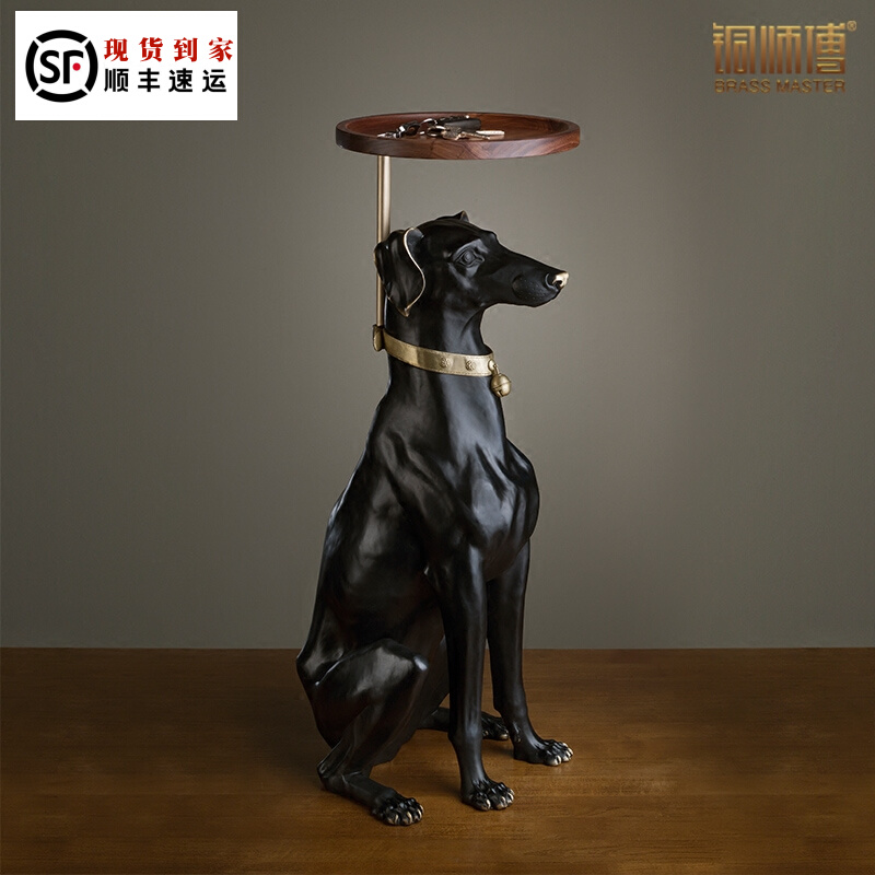 Copper Master's All copper European-style Gliking Dog home Large decoration craft Gift decoration Living room Villa On Floor Swing