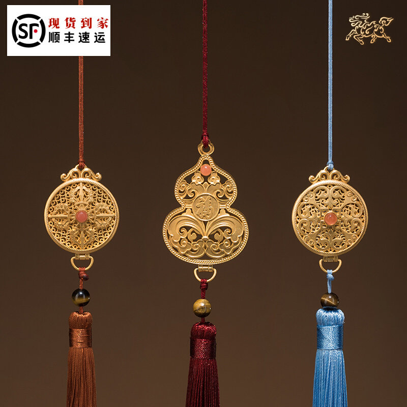 Copper master All copper real gold gilded incense hanging gourd cattail home accessories high-end car car hanging gifts