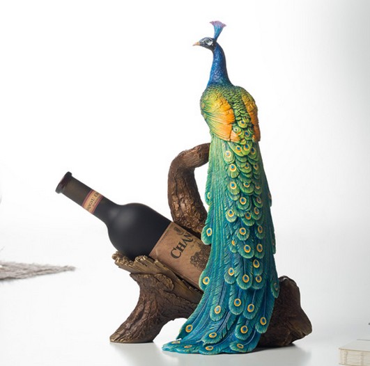 Bronze Master Red Wine Rack Swing Piece < Peacock Wine Seat > Craft Gifts Swing Accessories Creative Home Wine Cabinet Furnishing Decorations