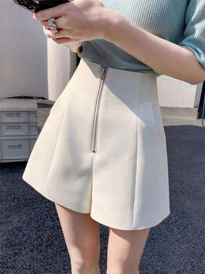 西装白色短裤女2025新款爆款高腰显瘦宽松A字休闲阔腿裤春夏外穿