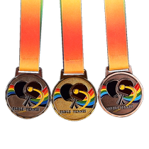 Professional table tennis competition medals lanyards gold silver and bronze medals (can be customized with engraving and optional high-end wooden box)