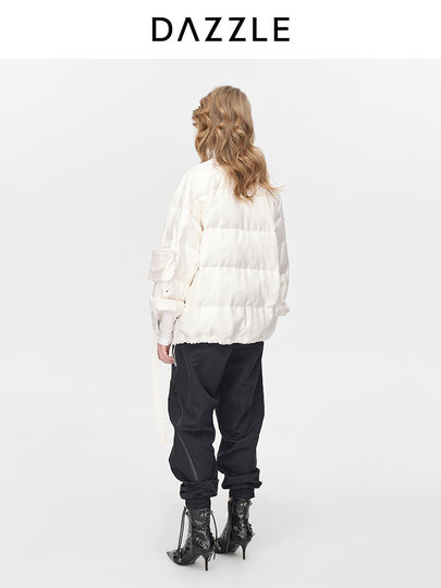 Dazzle New Chinese Style down Jacket for Women Winter White Tie Design Short Coat