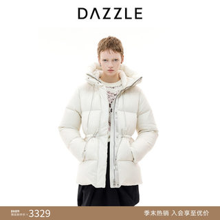 DAZZLE 地素中长羽绒25年冬季 漂白色羽绒服女装