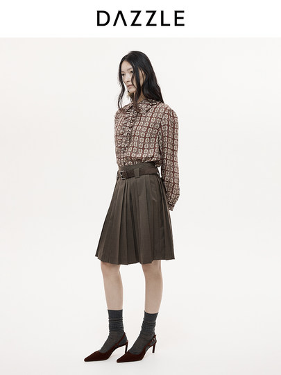 [Hot-Selling Restock] Dazzle 25 Autumn/Winter Sheep Wool Blend Fine-Woven Pleated Structure Skirt