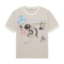 (Limited time special offer) DAZZLE T-shirt 2024 summer new womens handmade graffiti stitching top