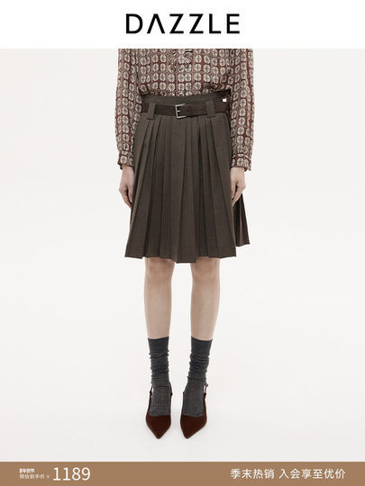 [Hot-Selling Restock] Dazzle 25 Autumn/Winter Sheep Wool Blend Fine-Woven Pleated Structure Skirt