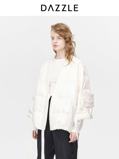 Dazzle New Chinese Style down Jacket for Women Winter White Tie Design Short Coat