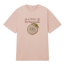 (Limited time special offer) DAZZLE Disu T-shirt 2024 Summer New Womens Heavy Industry Peach Embroidered Top