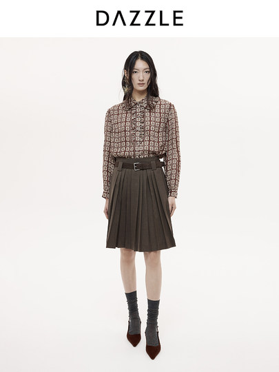 [Hot-Selling Restock] Dazzle 25 Autumn/Winter Sheep Wool Blend Fine-Woven Pleated Structure Skirt