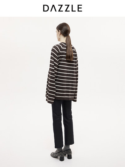 [Hot-Selling Restock] Dazzle Sweater 25 Autumn and Winter Striped Thin Knit Top Blouse for Women