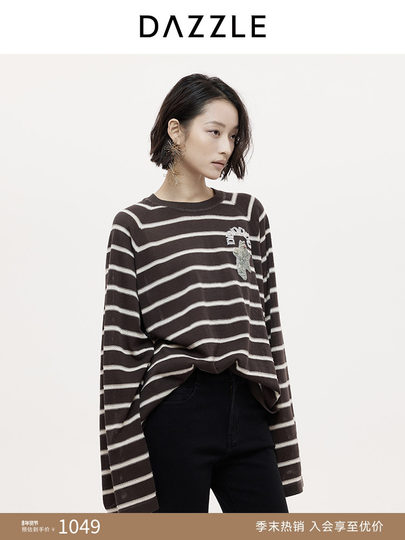 [Hot-Selling Restock] Dazzle Sweater 25 Autumn and Winter Striped Thin Knit Top Blouse for Women