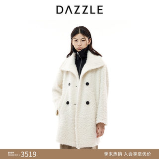 DAZZLE 地素25冬绵羊毛混纺圈圈毛中长款大衣毛绒外套女