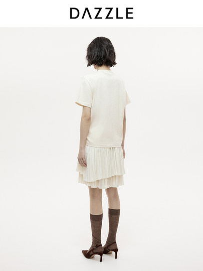 Dazzle Skirt 2025 Autumn and Winter New Off-White Double-Layer Pleated Short Skirt