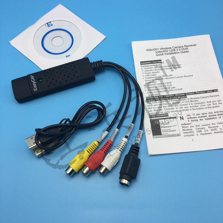 Drive-free USB video capture card DV tape recorder connected to computer microscope analog video win7810
