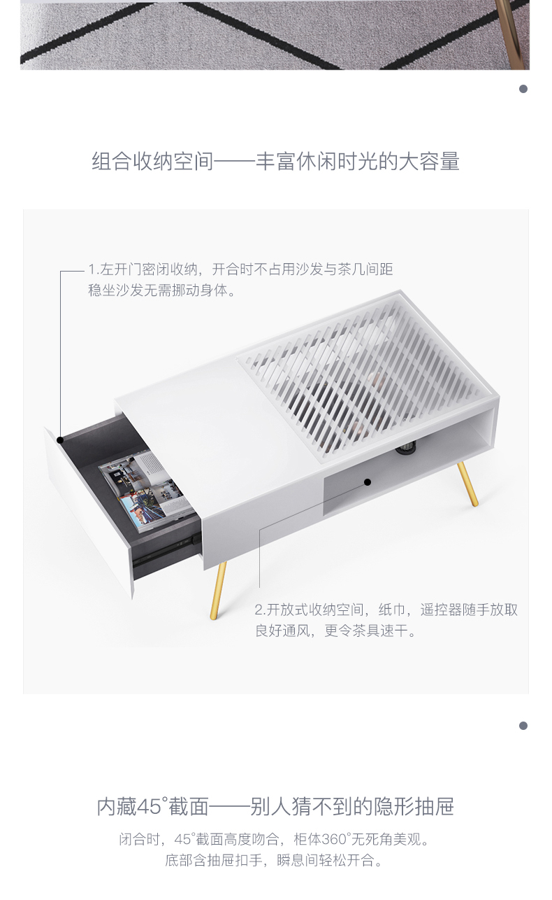 Bàn cà phê Bắc Âu kết hợp tủ TV căn hộ nhỏ hiện đại tối giản phòng khách ánh sáng sang trọng nội thất sáng tạo bàn trà kính bàn trà - Bàn trà bàn sofa mặt đá