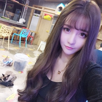 Real hair wig Female long hair natural full head cover type long curly hair lolita fluffy realistic full top wig set