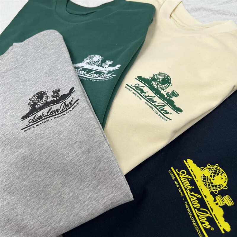 Cross-Border Aime Leon Dore Basic Printed T-Shirt with the Logo of Landmark Buildings in Queens, New York, Short-Sleeved Ald