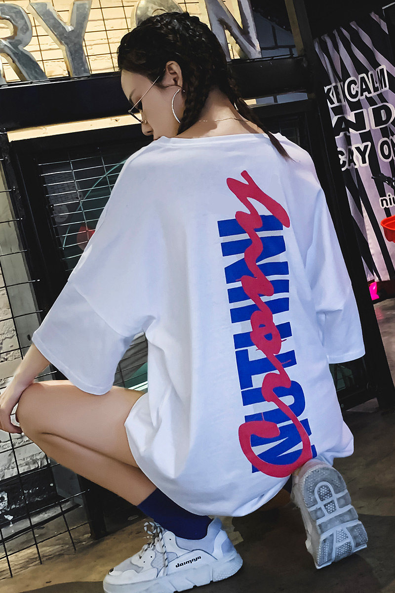 European large version t-shirt women's short-sleeved 2022 summer new Korean version of the shirt loose mid-length cotton ins foreign style
